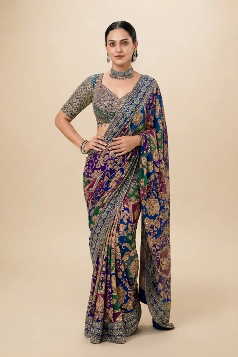 Priya in Premium Beige Studio — Bridal saree